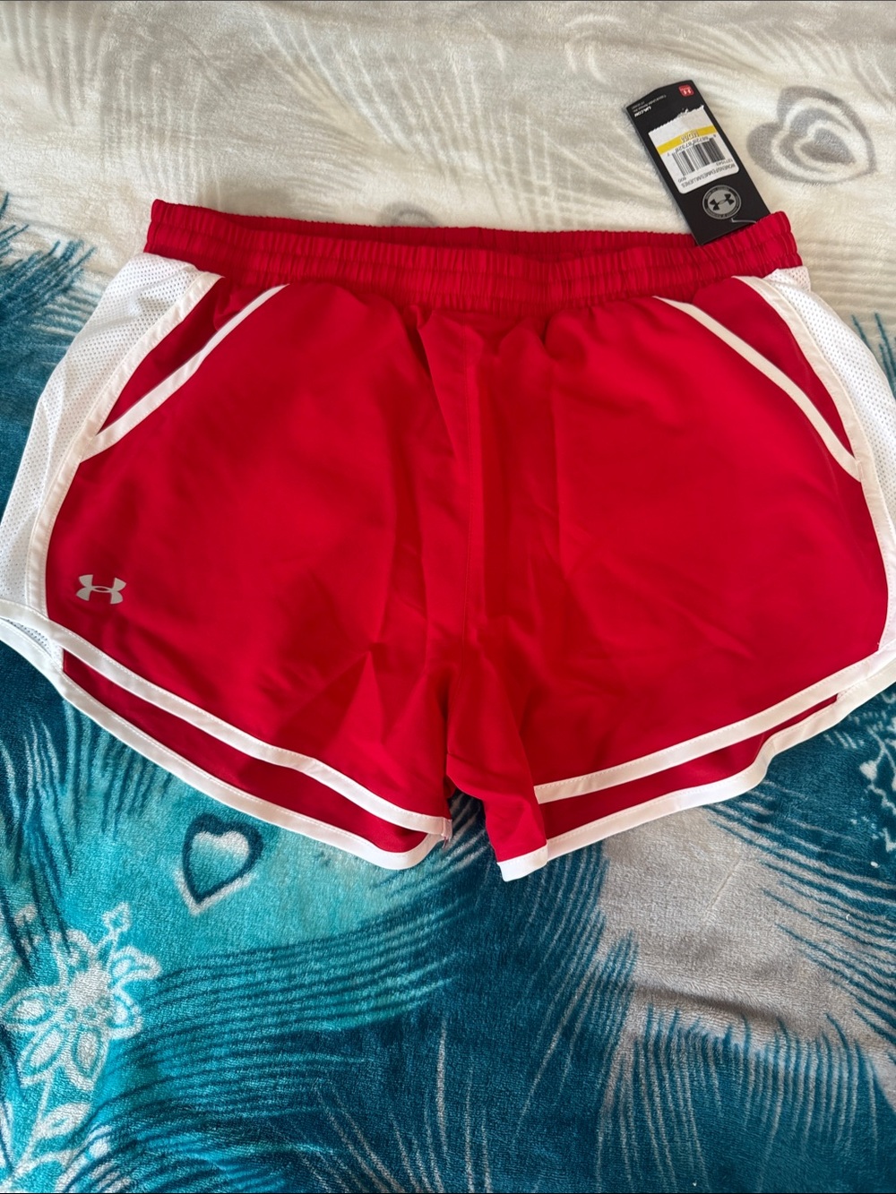 Under Armour Red Women's Athletic Shorts with White Trim